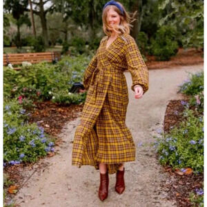 Anthropologie Dalton Wrap Midi Dress Cottagecore Print Size XS EUC